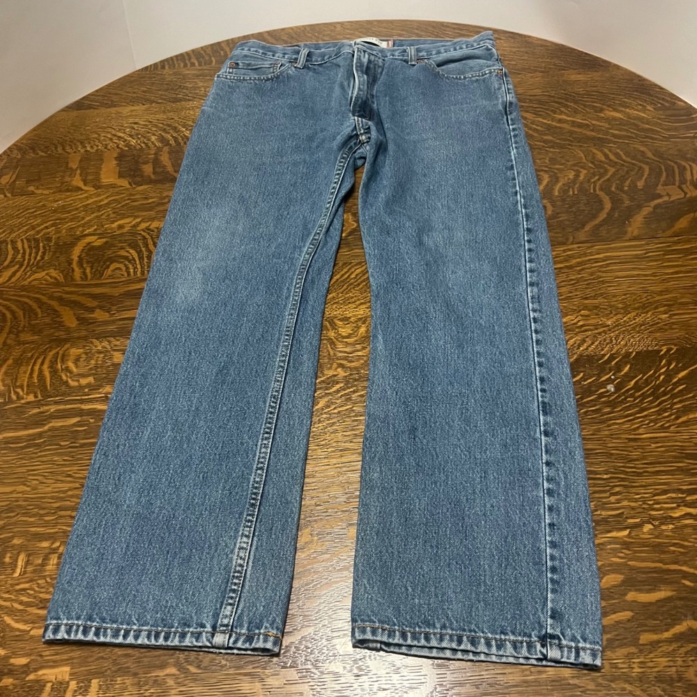 Levi's 505 Straight Fit Jeans Mens 36x30 Blue Medium Wash Denim Pants Y2K